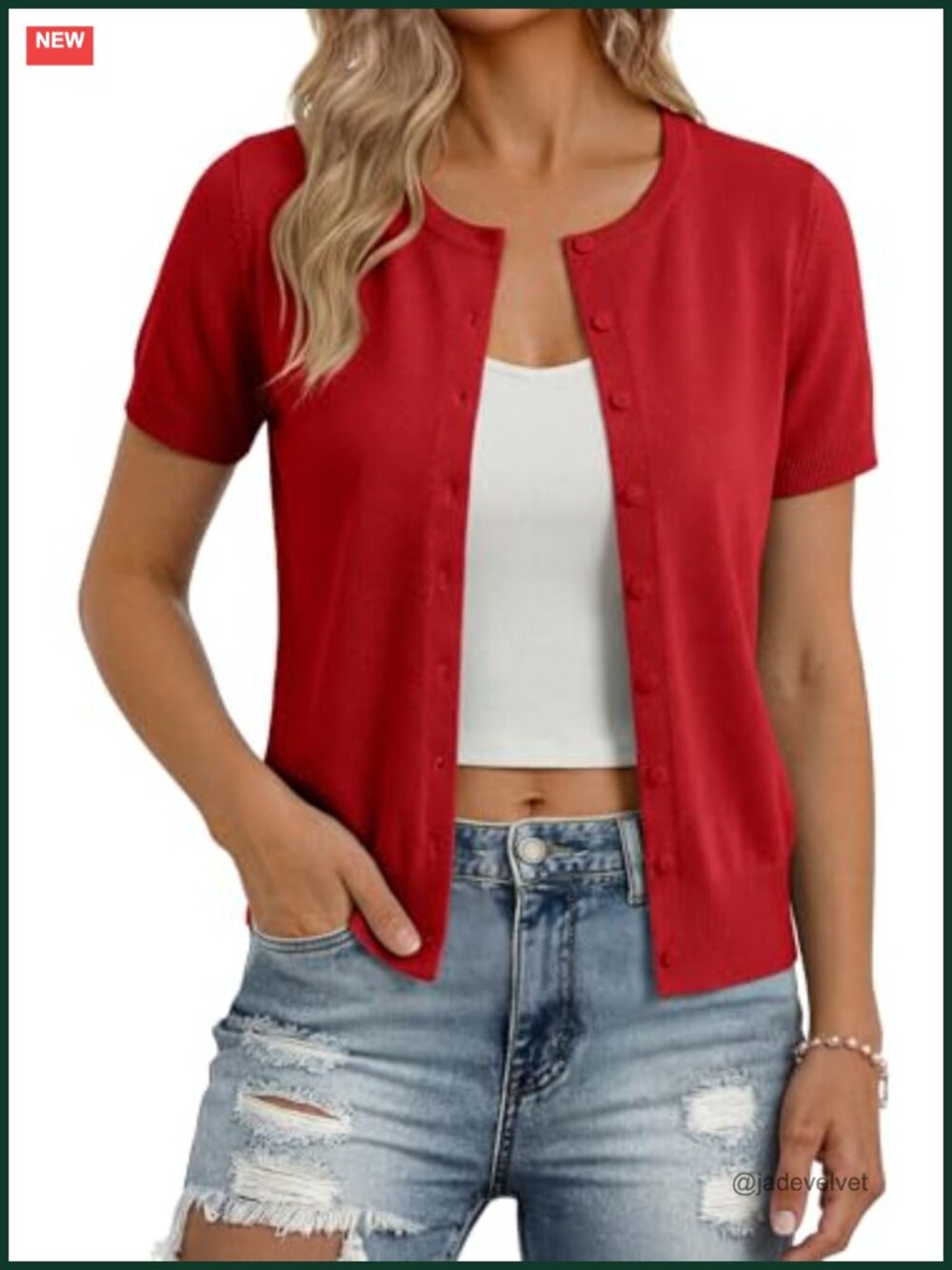 Women's Short Sleeve Cardigan Button Knit Lightweight